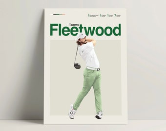 Tommy Fleetwood Poster, Golf Poster, Modern Golf Print, Minimalist Golf Wall Art for Office, Golf Bedroom Decor, Golf Gift Ideas