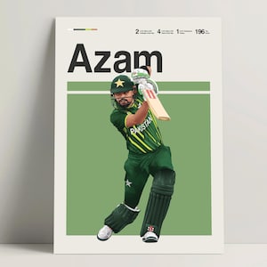 Babar Azam Poster, Cricket Poster, Pakistan Cricket Team Wall Art, Cricket Decor for Office, Azam Print, IPL ICC Cricket Gift Ideas