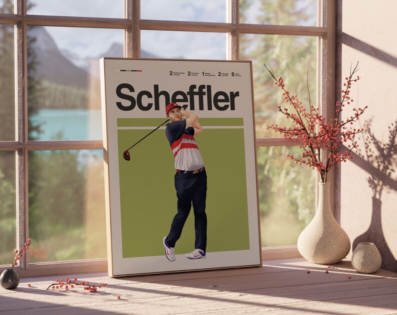 Scottie Scheffler Poster, Golf Poster, Modern Golf Print, Scheffler Minimalist Golf Wall Art for
