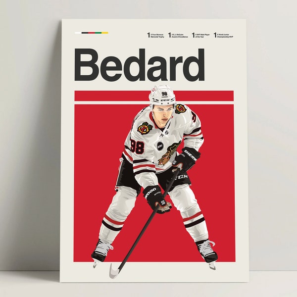Connor Bedard Poster, Hockey Poster, Modernes Hockey Poster, Minimalistische NHL Hockey Wandkunst für Büro, Hockey Schlafzimmer Dekor, Hockey Geschenkideen