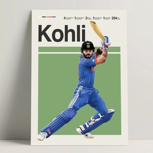 Virat Kohli Poster, Cricket Poster, Indian Cricket Team Wall Art, Cricket Decor for Office, Kohli Print, IPL ICC Cricket Gift Ideas