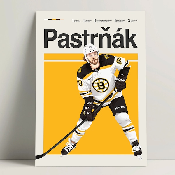 David Pastrnak Poster, Hockey Poster, Modern Hockey Print, Minimalist NHL Hockey Wall Art for Office, Hockey Bedroom Decor Hockey Gift Ideas