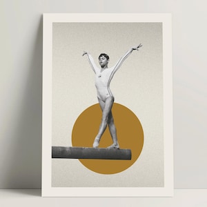 Poster di ginnastica - Arte murale di metà secolo moderna dedicata alla ginnastica, poster di ginnaste olimpiche, regali di ginnastica per ragazze, arte di ginnastica vintage