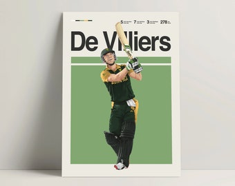 AB De Villiers Poster, Cricket Poster, South African Cricket Team Wall Art Cricket Decor for Office De Villiers Print ICC Cricket Gift Ideas