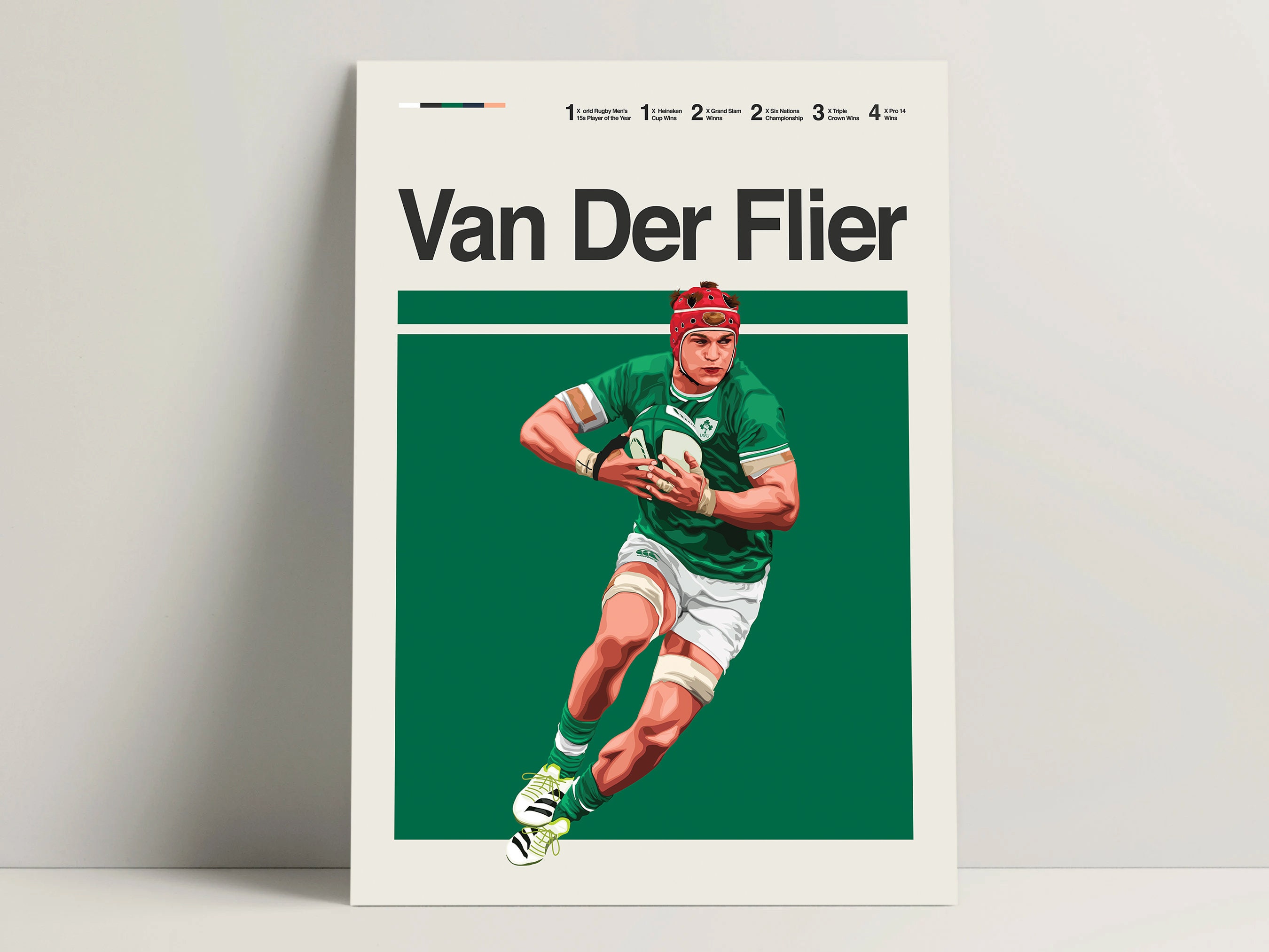 Josh Van Der Flier Poster, Rugby Poster, Modern Irish Rugby Print ...