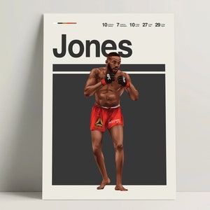 Jon Jones Poster, MMA Poster, Modern Mma Print, Minimalist Mixed Martial Arts Wall Art for Office, MMA Bedroom Decor, MMA Gift Ideas