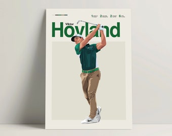 Plakat Viktora Hovlanda, plakat golfowy, nowoczesny nadruk golfowy, minimalistyczna sztuka ścienna golfowa do biura, wystrój sypialni golfowej, pomysły na prezent golfowy