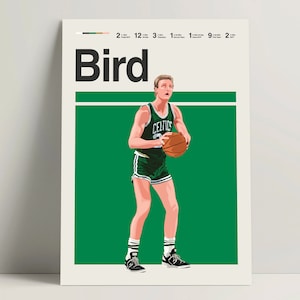 Póster de Larry Bird, póster de baloncesto, impresión de baloncesto de la NBA, arte mural de baloncesto para oficina, impresión de Larry Bird, ideas para regalos de baloncesto