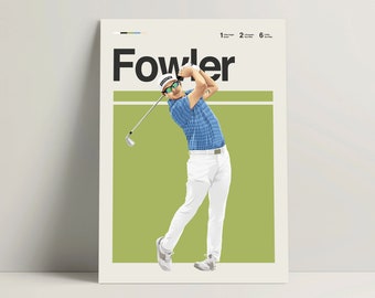 Rickie Fowler Poster, Golf Poster Download, Modern Golf Print, Minimalist Golf Wall Art for Office, Golf Bedroom Decor, Golf Gift Ideas