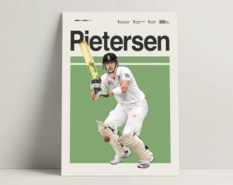 Kevin Pietersen Poster, Cricket Poster, England Cricket Team Wall Art, Cricket Decor for Office, Pietersen Print, IPL ICC Cricket Gift Ideas