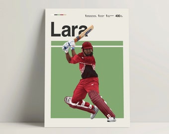 Brian Lara Poster, Cricket Poster, West Indies Cricket Team Wall Art, Cricket Decor for Office, Lara Print, IPL ICC Cricket Gift Ideas