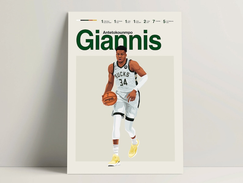 Giannis Antetokounmpo Poster Basketball Poster NBA Basketball Print