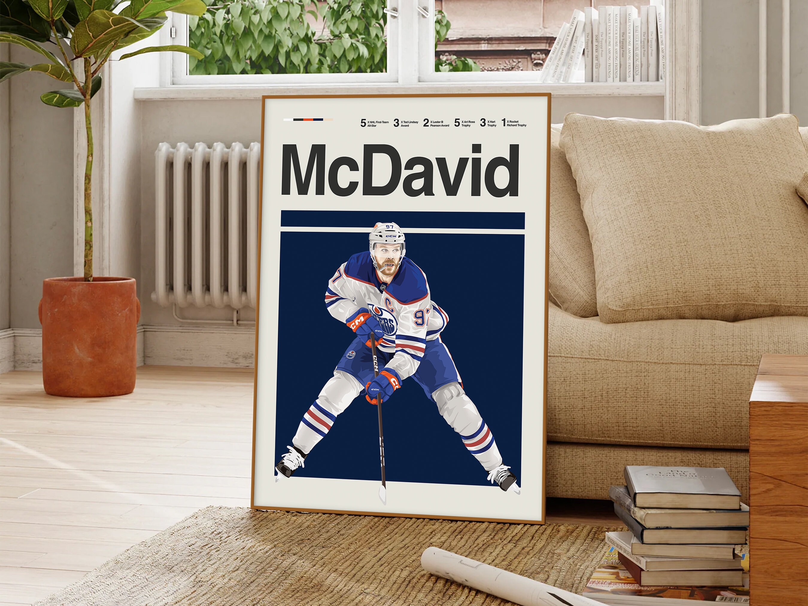 Connor Mcdavid Poster, Hockey Poster, Modern Hockey Print, Minimalist ...