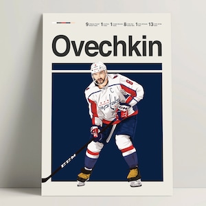 Alex Ovechkin Poster, Hockey Poster, Modern Hockey Print, Minimalist NHL Hockey Wall Art for Office, Hockey Bedroom Decor, Hockey Gift Ideas