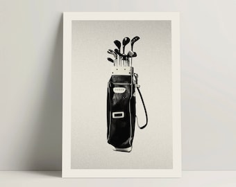 Golf Poster, Vintage Golf Bag Wall Art for Office & Bedroom Decor, Stylish Golfer Poster Print, Golf Gift Ideas