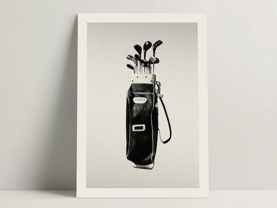 Golf Poster, Vintage Golf Bag Wall Art for Office & Bedroom Decor, Stylish Golfer Poster Print, Golf Gift Ideas