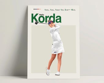 Nelly Korda Poster, Golf Poster, Modern Golf Print, Minimalist Golf Wall Art for Office, Golf Bedroom Decor, Golf Gift Ideas