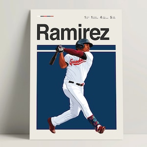 Jose Ramirez Poster, Baseball Poster, MBL Baseball Print, Baseball Wall Art for Office, Ramirez Print, Baseball Gift Ideas