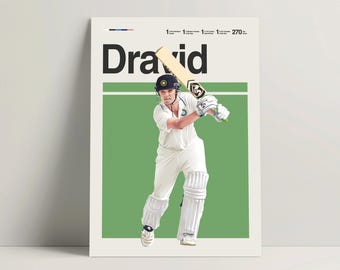 Rahul Dravid Poster - Cricket Wall Art, Modern Sports Printable, Motivational Decor