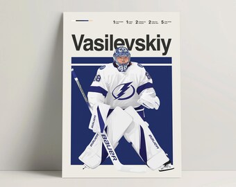 Andrei Vasilevskiy Poster Hockey Poster Modern Hockey Print Minimalist NHL Hockey Wall Art for Office Hockey Bedroom Decor Hockey Gift Ideas