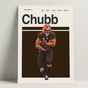 Nick Chubb Poster, Football Poster, American Football Print, Minimalist Football Wall Art for Office or Bedroom, Football Gift Ideas
