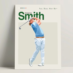 Cameron Smith Poster, Golf Poster, Modern Golf Print, Minimalist Golf Wall Art for Office, Golf Bedroom Decor, Golf Gift Ideas