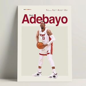 Bam Adebayo Poster, Basketball Poster, NBA Basketball Print, Basketball Wall Art for Office, Adebayo Print, Basketball Gift Ideas