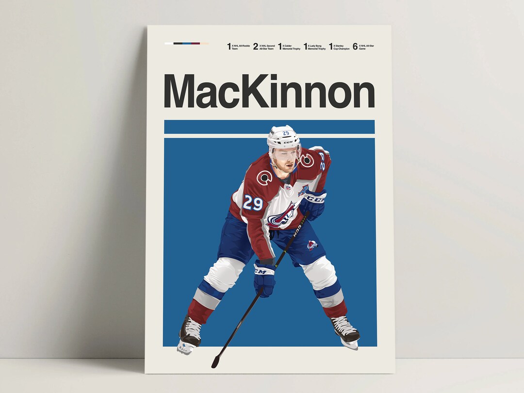Nathan Mackinnon Poster, Hockey Poster, Modern Hockey Print Minimalist