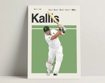 Jacques Kallis Poster, Cricket Poster, South Africa Cricket Team Wall Art, Cricket Decor for Office, Kallis Print IPL ICC Cricket Gift Ideas