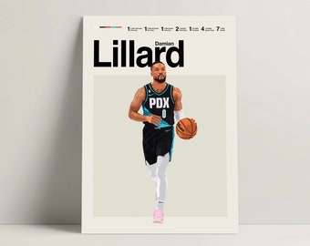 Damian Lillard Poster, Basketball Poster, NBA Basketball Print, Basketball Wall Art for Office, Lillard Print, Basketball Gift Ideas