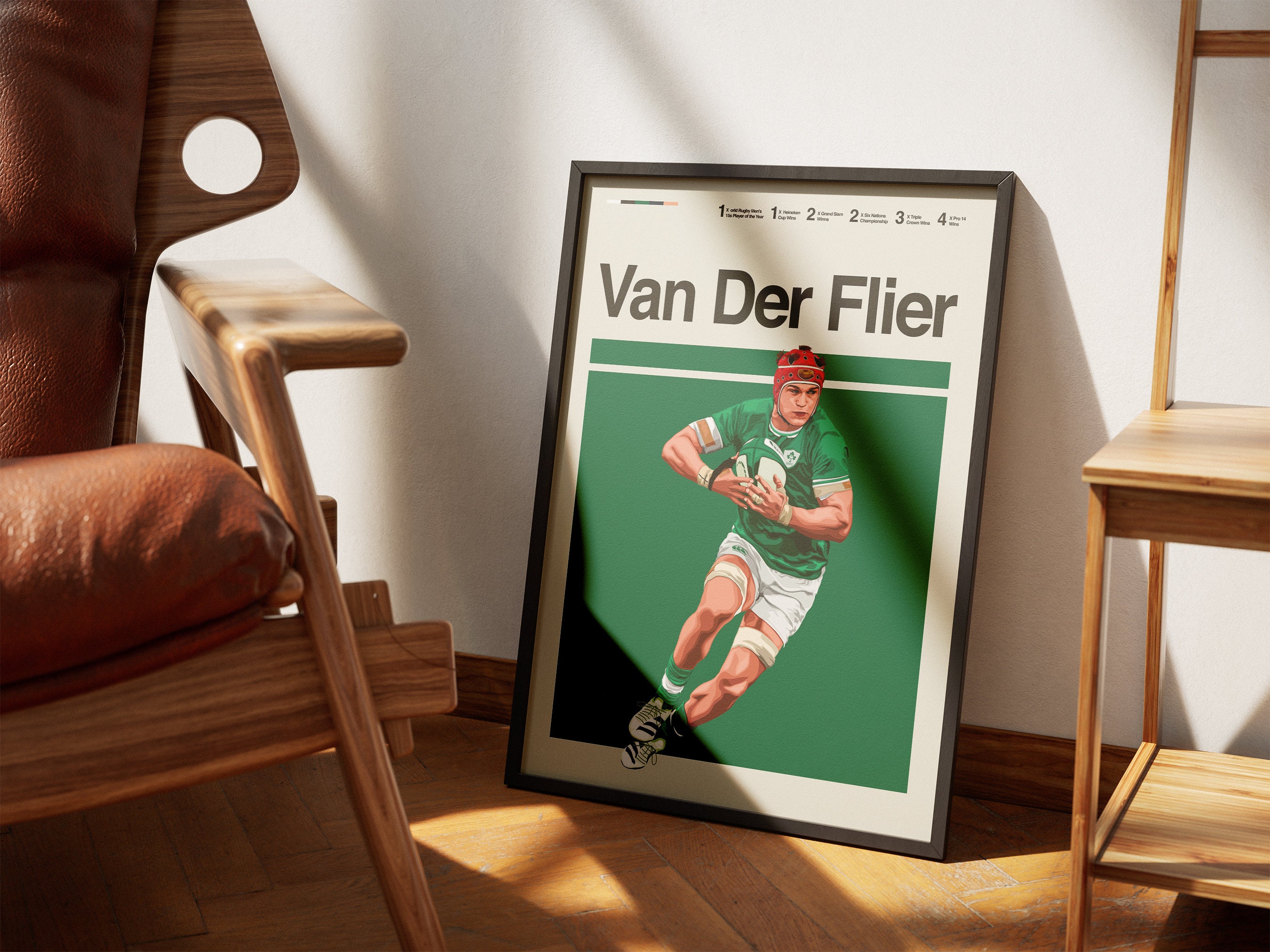 Josh Van Der Flier Poster, Rugby Poster, Modern Irish Rugby Print ...