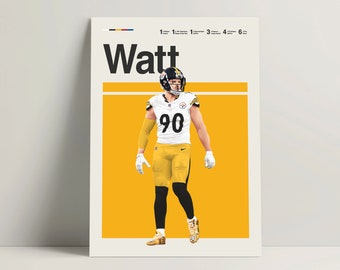 T. J. Watt Poster, Football Poster, American Football Print, Minimalist Football Wall Art for Office or Bedroom, Football Gift Ideas