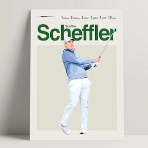 Póster de Scottie Scheffler, póster de golf, impresión de golf moderna, arte de pared de golf minimalista para la oficina, decoración de dormitorio de golf, ideas de regalos de golf