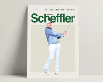 Scottie Scheffler Plakat, Golf Plakat, Nowoczesny Golf Druk, Minimalistyczna Golf Wall Art do Biura, Golf Sypialnia Dekoracja, Golf Prezenty Pomysły
