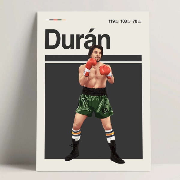 Roberto Duran Poster, Boxing Poster, Modern Boxing Print, Minimalist Boxing Wall Art for Office, Boxing Bedroom Decor, Boxing Gift Ideas