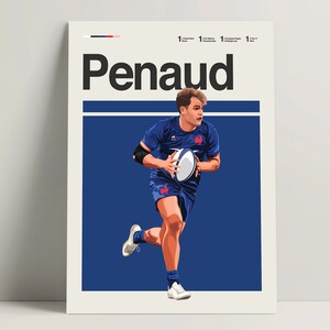 Damian Penaud Poster, Rugby Poster, Modern French Rugby Print, Minimalist Rugby Wall Art for Office, Six Nations Art, Rugby Gift Ideas