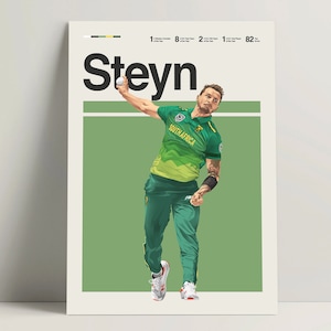Dale Steyn Poster, Cricket Poster, South Africa Cricket Team Wall Art, Cricket Decor for Office, Steyn Bowler Print, IPL Cricket Gift Ideas