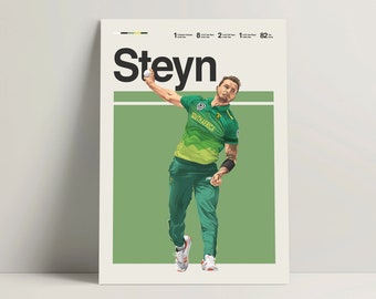 Dale Steyn Poster, Cricket Poster, South Africa Cricket Team Wall Art, Cricket Decor for Office, Steyn Bowler Print, IPL Cricket Gift Ideas