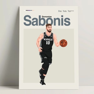 Domantas Sabonis Poster, Basketball Poster, NBA Basketball Print, Basketball Wall Art for Office, Sabonis Print, Basketball Gift Ideas