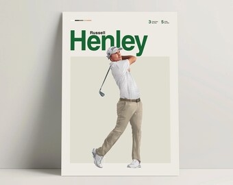 Russell Henley Poster, Golf Poster, Modern Golf Print, Minimalist Golf Wall Art for Office, Golf Bedroom Decor, Golf Gift Ideas