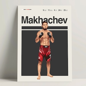 Islam Makhachev Poster, MMA Poster, Modern Mma Print, Minimalist Mixed Martial Arts Wall Art for Office, MMA Bedroom Decor, MMA Gift Ideas