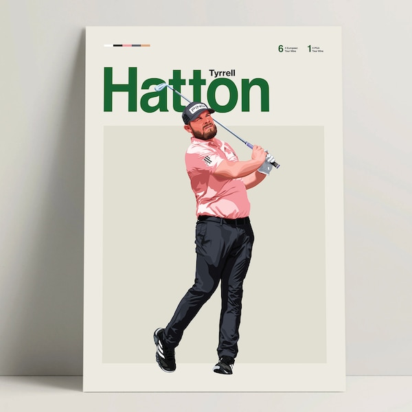 Tyrrell Hatton Poster, Golf Poster, Modern Golf Print, Minimalist Golf Wall Art for Office, Golf Bedroom Decor, Golf Gift Ideas