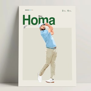 Max Homa Poster, Golf Poster, Modern Golf Print, Minimalist Golf Wall Art for Office, Golf Bedroom Decor, Golf Gift Ideas