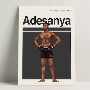 Israel Adesanya Poster, MMA Poster, Modern Mma Print, Minimalist Mixed Martial Arts Wall Art for Office, MMA Bedroom Decor, MMA Gift Ideas