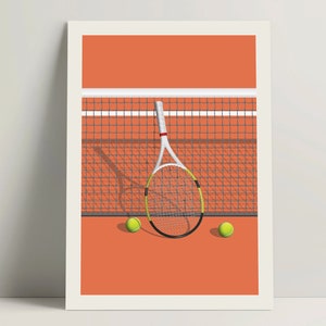 Tennis Poster, Minimalist Tennis Print, Tennis Wall Art for Office & Bedroom, Roland Garros Wall Art, Grand Slam Print, Tennis Gift Ideas