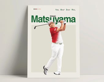 Hideki Matsuyama Poster, Golf Poster, Modern Golf Print, Minimalist Golf Wall Art for Office, Golf Bedroom Decor, Golf Gift Ideas