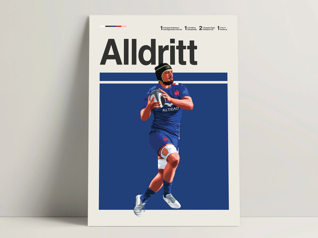 Gregory Alldritt Poster, Rugby Poster, Modern French Rugby Print ...