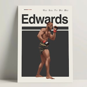 Leon Edwards Poster, MMA Poster, Modern Mma Print, Minimalist Mixed Martial Arts Wall Art for Office, MMA Bedroom Decor, MMA Gift Ideas