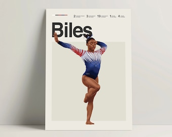 Simone Biles Poster, Gymnastics Poster, Gymnastics Print, Minimalist Gymnastics Wall Art for Office and Bedroom Decor, Gymnastics Gift Ideas