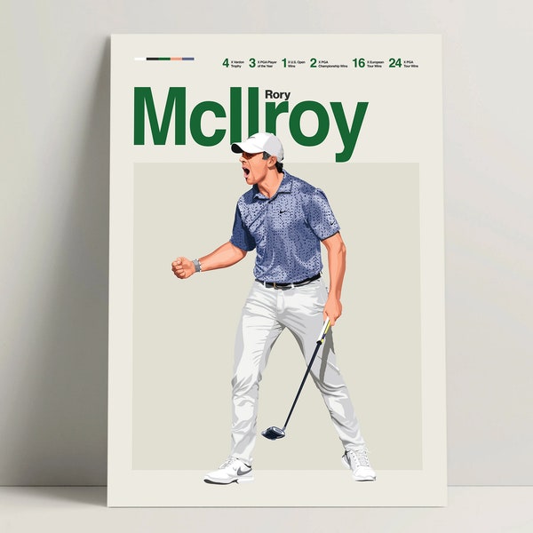 Rory McIlroy Poster, Golf Poster, Modern Golf Print, Minimalist Golf Wall Art for Office, Golf Bedroom Decor, Golf Gift Ideas